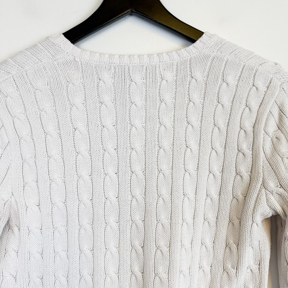 Ralph Lauren Sport Womens Cotton Cable Knit VNeck Sweater White - L - Picture 6 of 8